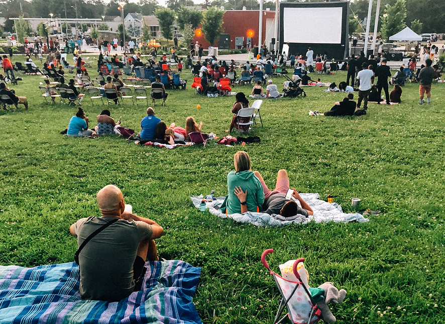 Families attending a concert.